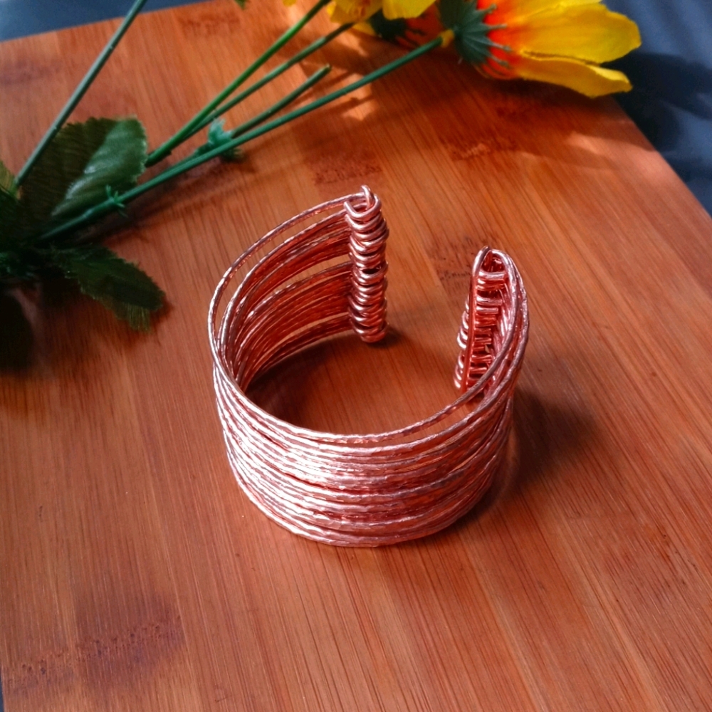 1PC Beautiful African Copper Stacked Cuff Bracelet